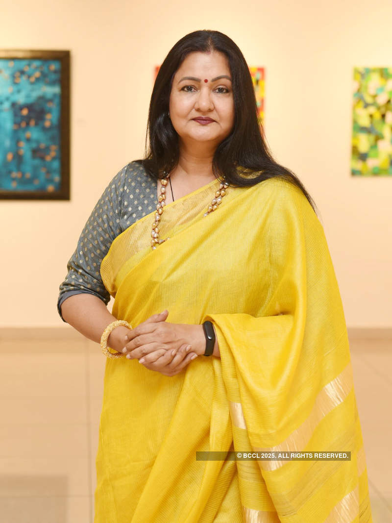 National painter Bharati Shah showcases her work at an art show