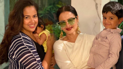 Throwback: When Rekha consoled Sameera Reddy's cranky daughter Nyra